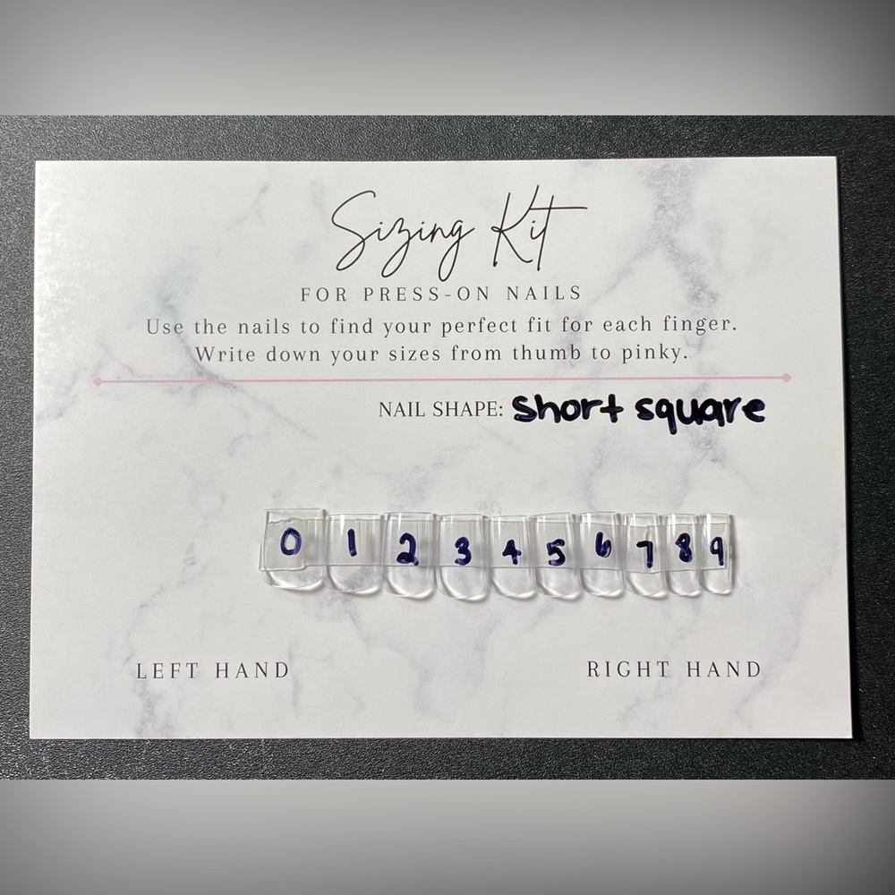 Short Square Press-On Nail Sizing Kit for LoveGalore Press On Nails